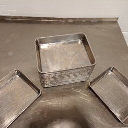 49 s/s steel dishes (310mm x 240mm)